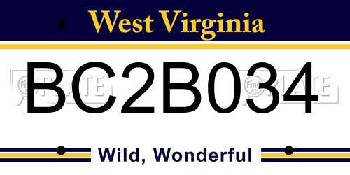 BC2B034 West Virginia License Plate