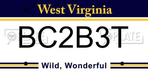 BC2B3T West Virginia License Plate