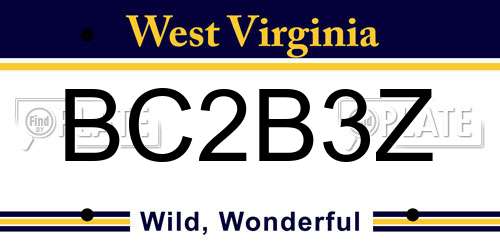 BC2B3Z West Virginia License Plate