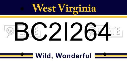 BC2I264 West Virginia License Plate