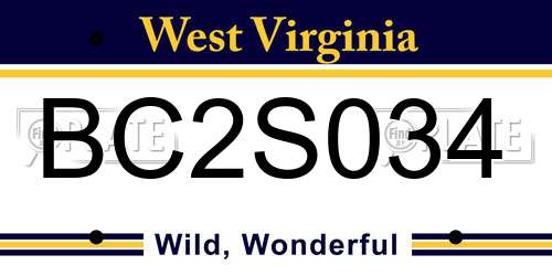BC2S034 West Virginia License Plate