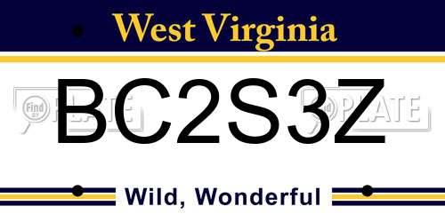 BC2S3Z West Virginia License Plate