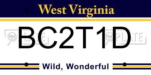 BC2T1D West Virginia License Plate