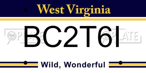 BC2T6I West Virginia License Plate