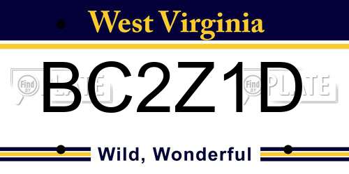 BC2Z1D West Virginia License Plate
