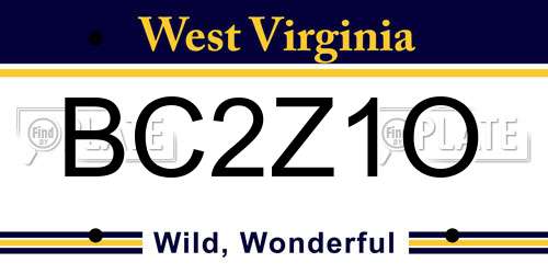 BC2Z1O West Virginia License Plate