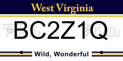 BC2Z1Q West Virginia License Plate
