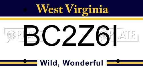 BC2Z6I West Virginia License Plate