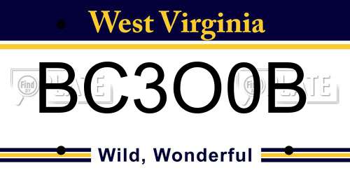 BC3O0B West Virginia License Plate