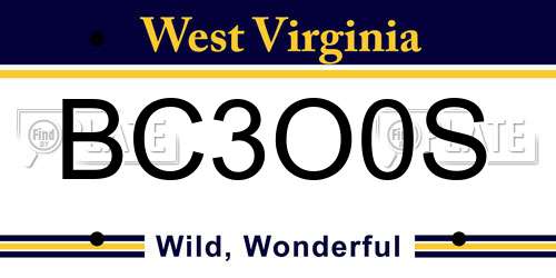 BC3O0S West Virginia License Plate