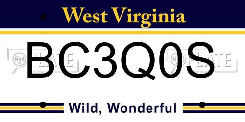 BC3Q0S West Virginia License Plate