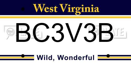 BC3V3B West Virginia License Plate
