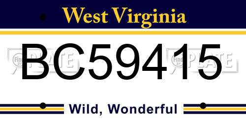 BC59415 West Virginia License Plate