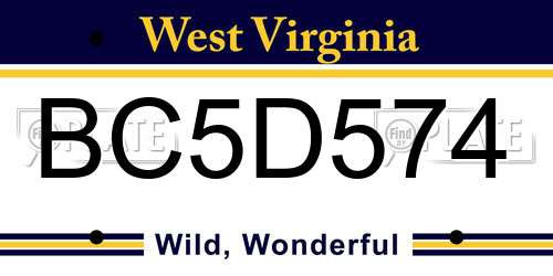 BC5D574 West Virginia License Plate