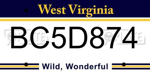 BC5D874 West Virginia License Plate