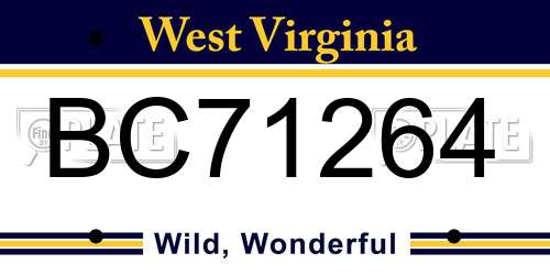 BC71264 West Virginia License Plate