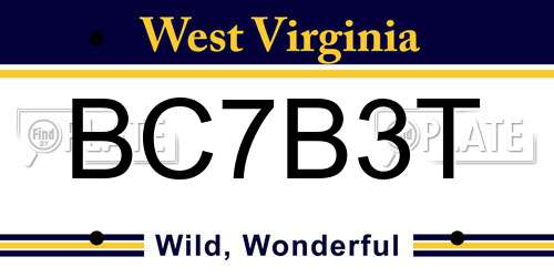 BC7B3T West Virginia License Plate