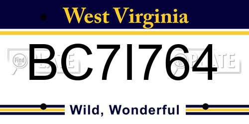 BC7I764 West Virginia License Plate