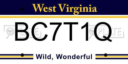 BC7T1Q West Virginia License Plate