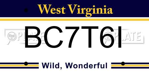 BC7T6I West Virginia License Plate