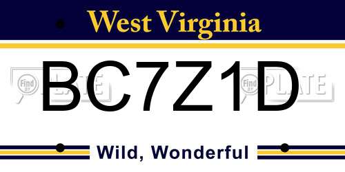 BC7Z1D West Virginia License Plate
