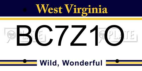 BC7Z1O West Virginia License Plate