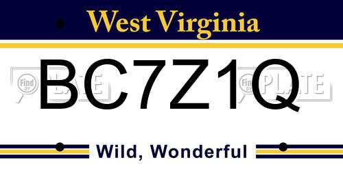 BC7Z1Q West Virginia License Plate