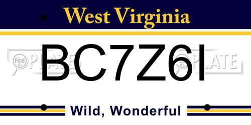 BC7Z6I West Virginia License Plate
