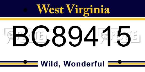 BC89415 West Virginia License Plate