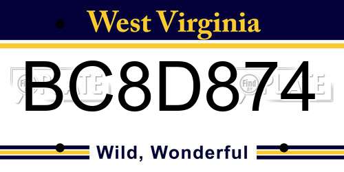 BC8D874 West Virginia License Plate