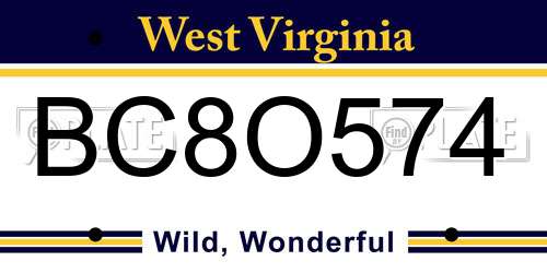 BC8O574 West Virginia License Plate