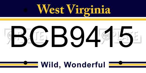 BCB9415 West Virginia License Plate