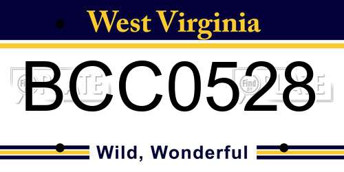 BCC0528 West Virginia License Plate