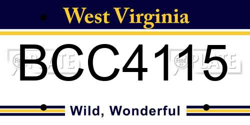 BCC4115 West Virginia License Plate