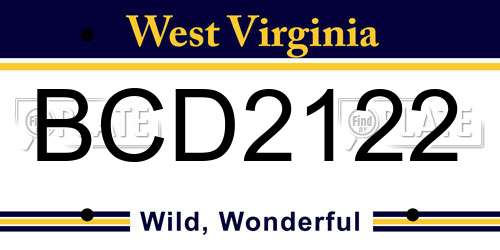 BCD2122 West Virginia License Plate