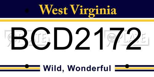 BCD2172 West Virginia License Plate