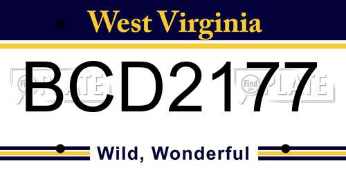BCD2177 West Virginia License Plate