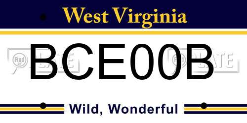 BCE00B West Virginia License Plate