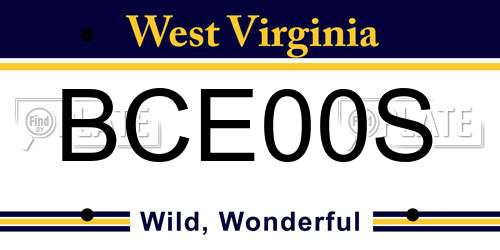 BCE00S West Virginia License Plate