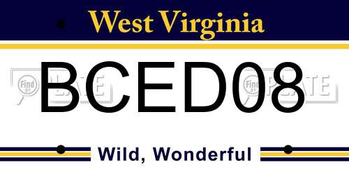 BCED08 West Virginia License Plate