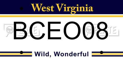 BCEO08 West Virginia License Plate