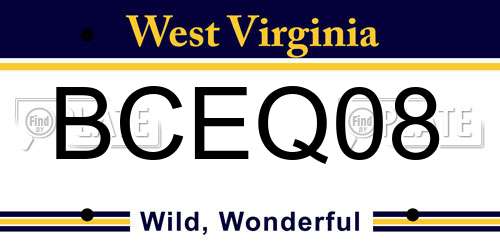 BCEQ08 West Virginia License Plate