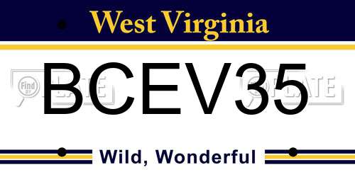 BCEV35 West Virginia License Plate