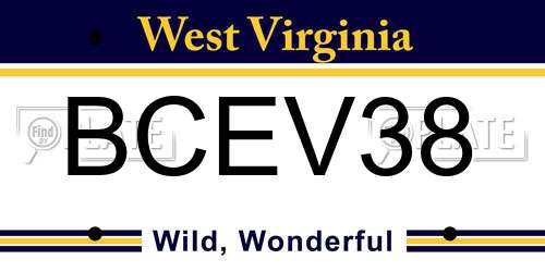 BCEV38 West Virginia License Plate