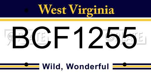 BCF1255 West Virginia License Plate