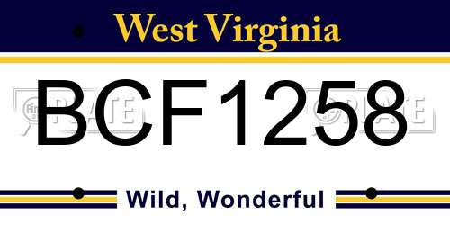 BCF1258 West Virginia License Plate
