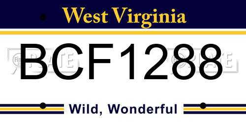 BCF1288 West Virginia License Plate