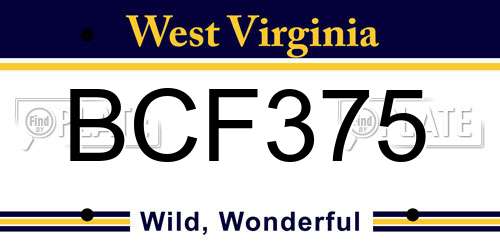 BCF375 West Virginia License Plate