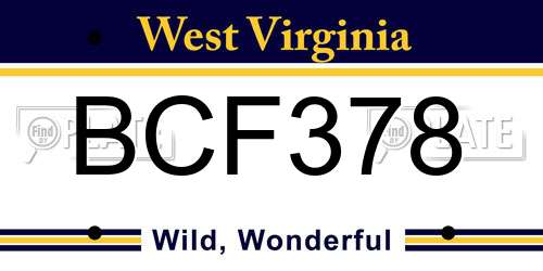 BCF378 West Virginia License Plate