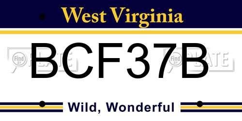 BCF37B West Virginia License Plate